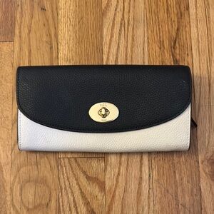 Coach Black and White/Cream  and Brown Leather Wallet
